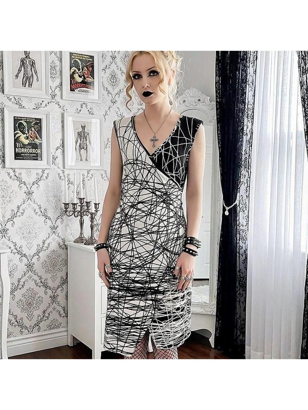 Save The Queen Women's Black and White Dress